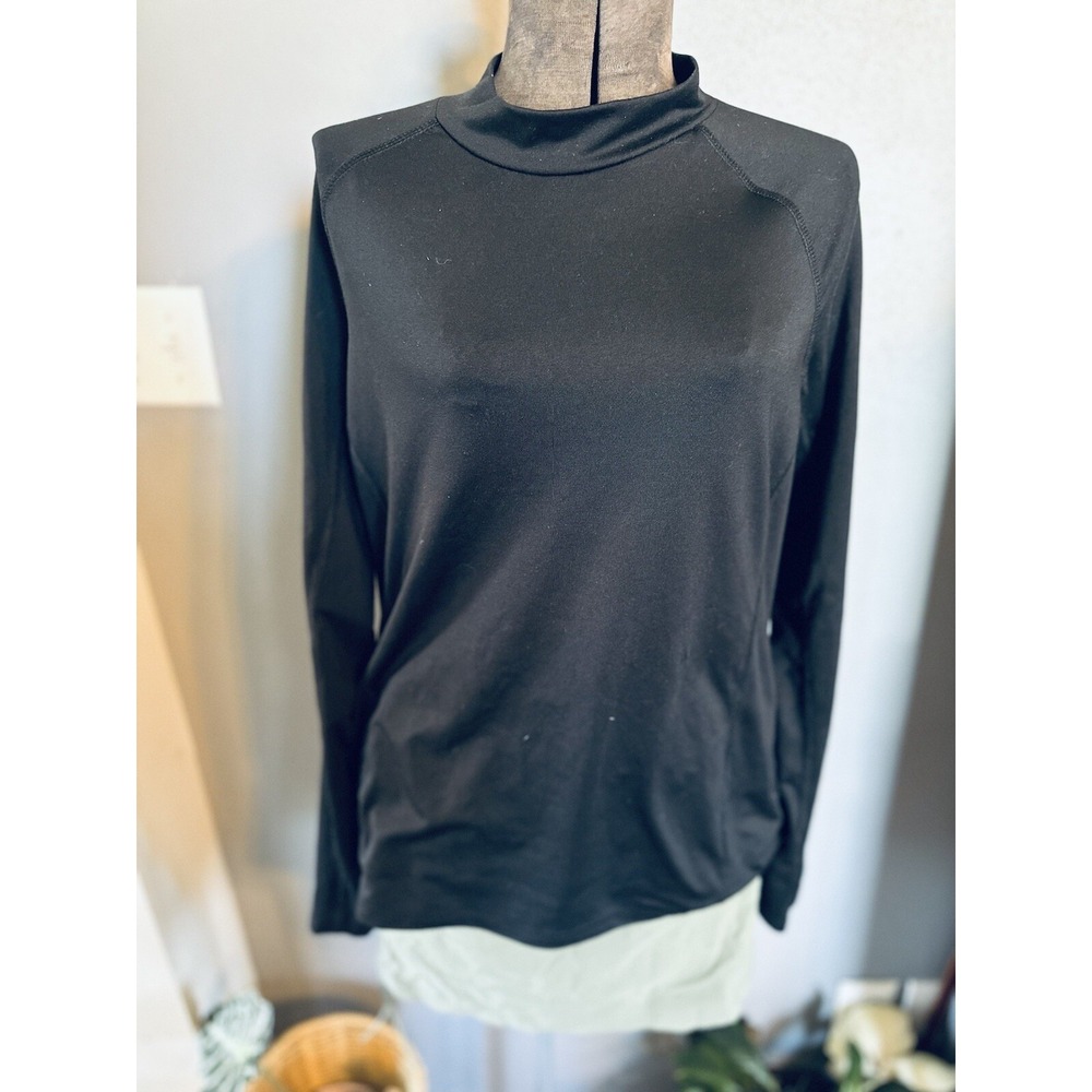 Athletic Works Black‎ Long Sleeve Mock Neck Pullover Top L (12-14) Active